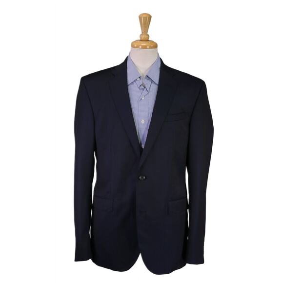 Saks Fifth Avenue Men's Modern Fit Solid Navy Blue 120's Wool Blazer Jacket 42L - Picture 1 of 10